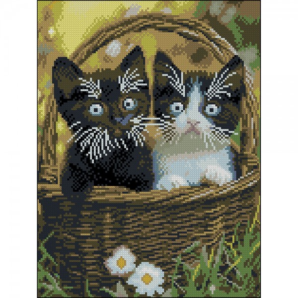 247678 Алмазна картина Strateg Кошенята у кошику 30х40 (FZ3040-06)