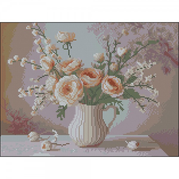 247681 Алмазна картина Strateg Кремові квіти 30х40 (FZ3040-19)