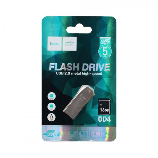 144989 USB Flash Drive Hoco UD4 16GB (Сталевий)