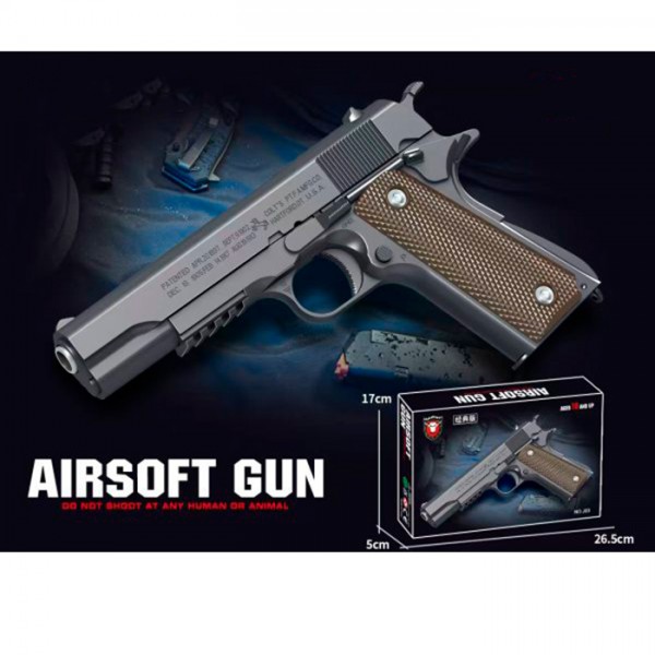 246634 Пістолет J03 23см, стріляє пластиковими кулями, кор.,26,5-17-5см