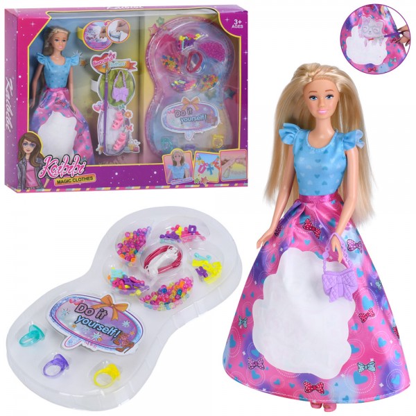 245627 Лялька WG295 27см,плаття-розмальовка(малювання водою),пензлик,аксесуари,намистини,в кор.,42-32-5,5см