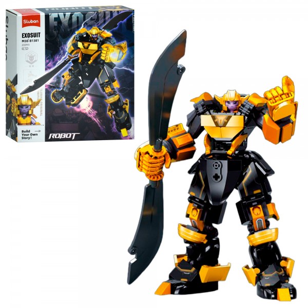 244635 Конструктор SLUBAN M38-B1381 робот-воїн, фігурка, 233дет, в кор-ці, 22-23,5-6,5см
