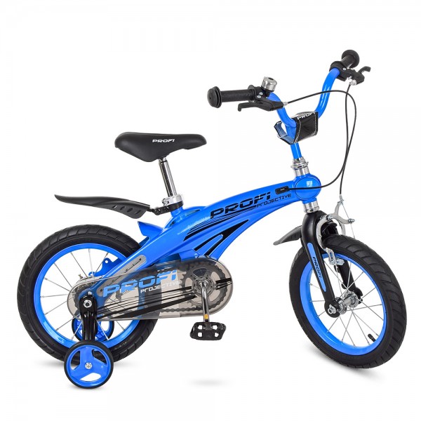 70002 Велосипед дитячий PROF1 14д. LMG14125 Projective, магнієва рама, дод. колеса, синій.