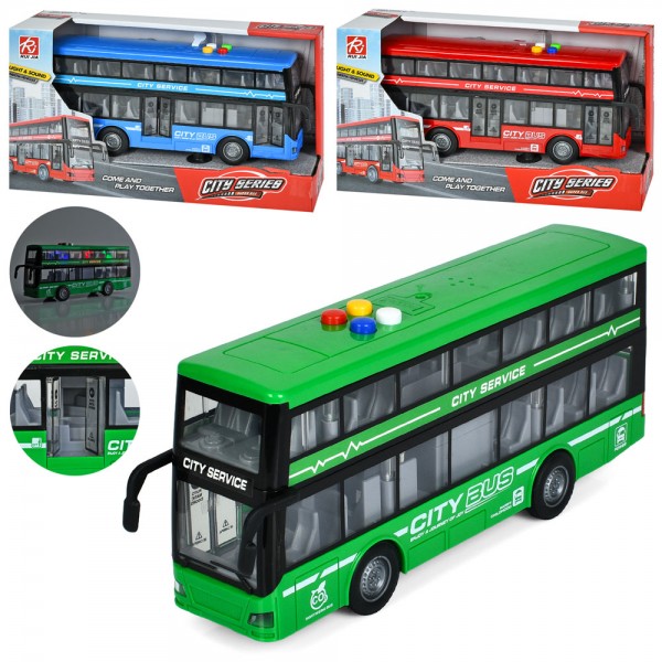 247883 Автобус RJ5504інерц,двоповерх,28см, 1:16зв,св,відчин двері, гумові кол.3кол.на бат,в кор.32-18-9см