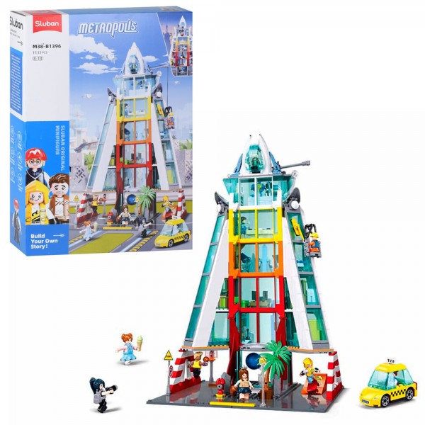 246697 Конструктор SLUBAN M38-B1396  міська серія, будівля 47,8см,фігурки,машина,1131дет,кор.42,5-62-12,5см