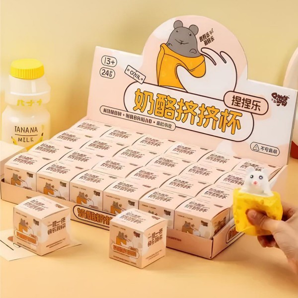 221272 Іграшка-антистрес SiYu-120 мишка у сирі, кор., 24 шт. в диспл., 35-6-23,5 см.