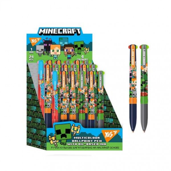 158455 Ручка кулькова YES Minecraft: Boom 0,5 мм 4 кольори