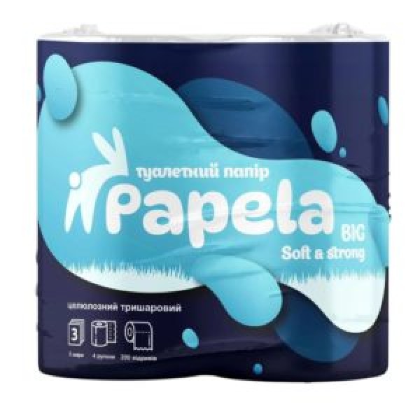 255514 Папір туалетний PAPELA 3-х шаровий BIG 4рул/уп