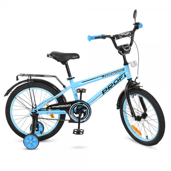 50877 Велосипед дитячий PROF1 18д. T1874 Forward, дод. колеса, дзвінок, блакитний.