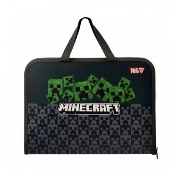 251627 Папка-портфель Yes FC на блискавці з тканинними ручками "Minecraft.Creepers"