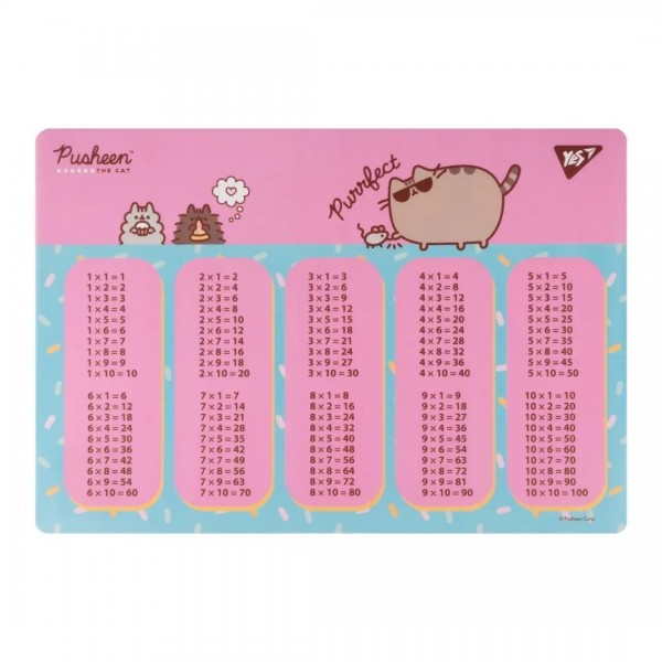251630 Підкладка пластикова для столу Yes "Pusheen. Purrfect" табл. множ.