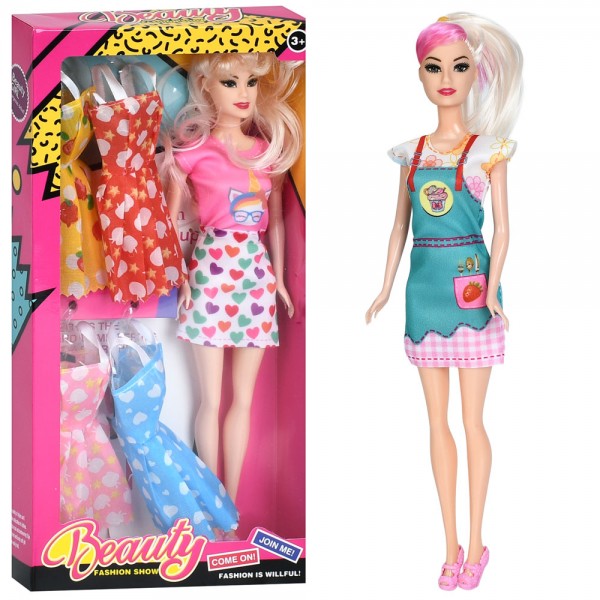 230067 Лялька YY2131 лялька з вбранням, плаття 4 шт., 3 види, кор., 16-32-4,5 см.