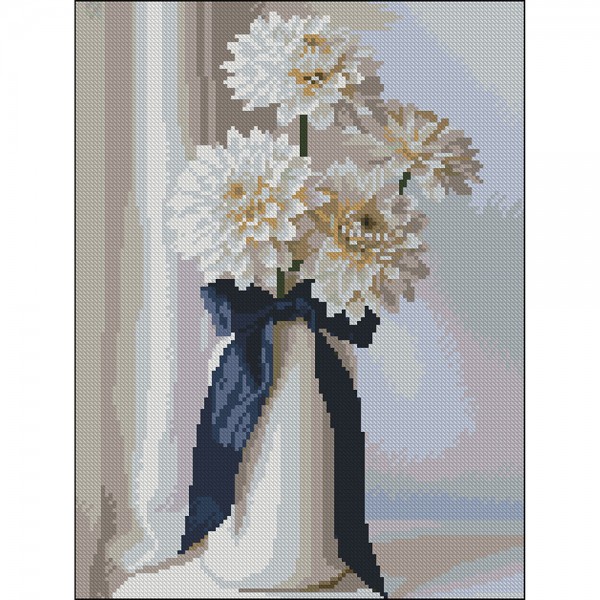 247683 Алмазна картина Strateg Білі жоржини 30х40 (FZ3040-21)