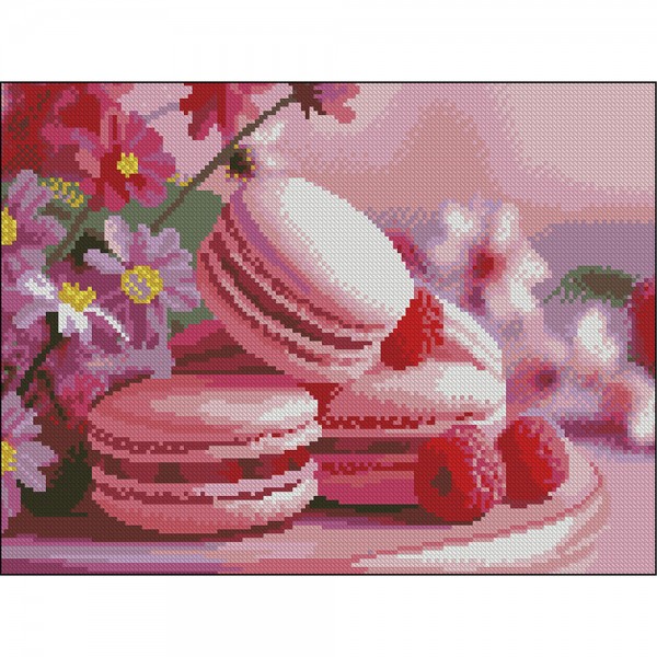 247685 Алмазна картина Strateg Макарони з малиною 30х40 (FZ3040-35)