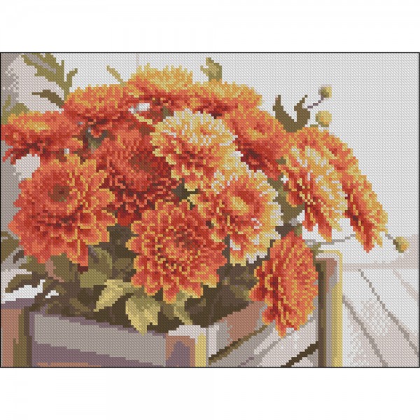 247686 Алмазна картина Strateg Горщик хризантем 30х40 (FZ3040-38)