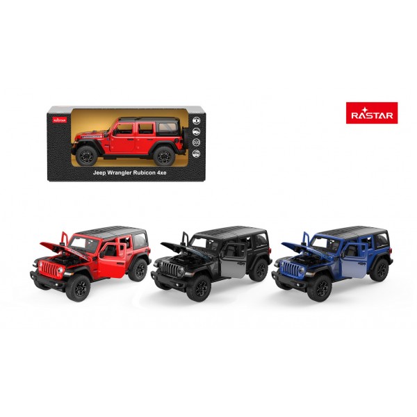 244716 Джип 64610 Jeep Wrangler Rubicon 4xe,1:24, метал,20см,відчин.двері/капот,гум.колеса,3 кольори,в кор.