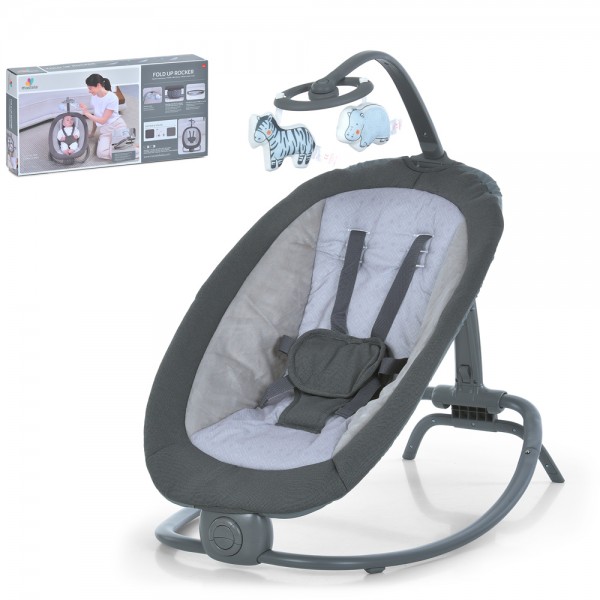 241960 Заколисуючий центр-шезлонг 6605 вібро, 3 полож. висоти люльки, підвіски, муз., бат., темно-сірий.