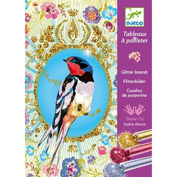 205783 DJECO Художній комплект малювання блискітками "Птахи з блискітками"