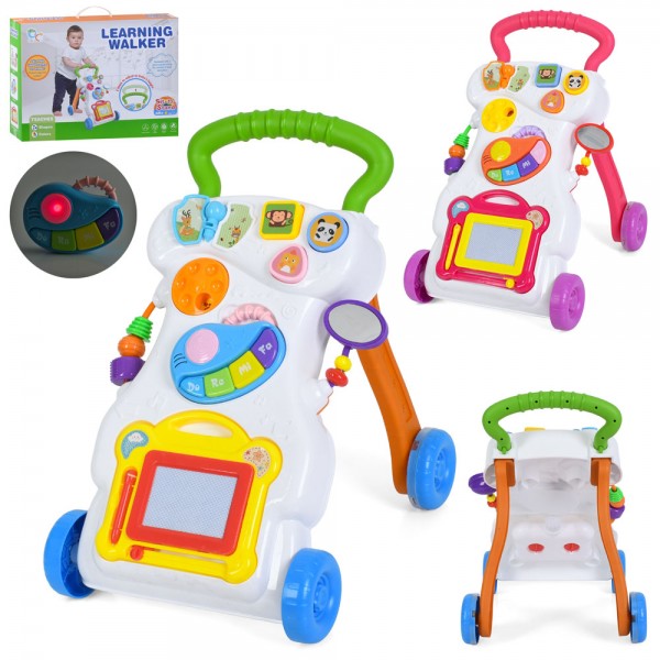 248084 Каталка-ходунки 668-68-69 ігр.панель,піан.(муз.зв.тварин,світ,2реж)малюв.сорт.рух.дет.дзер.на бат-ці