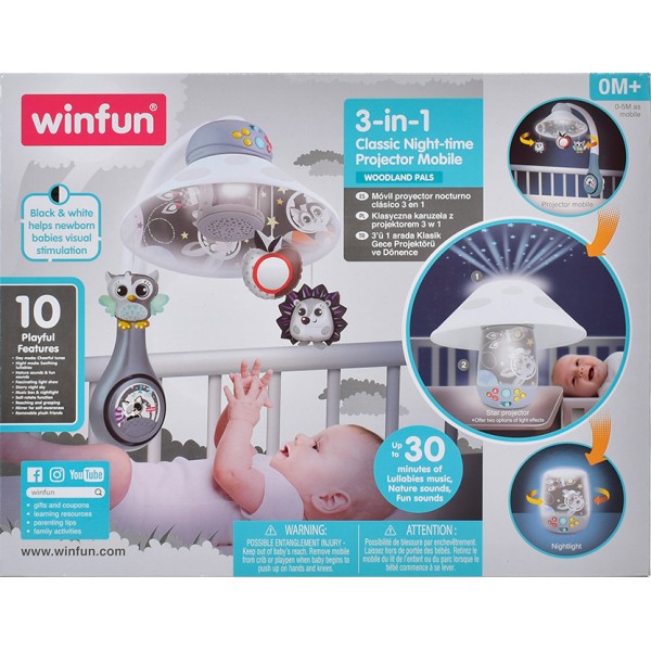 151726 Карусель 720006-NL WinFun  на ліжечко, підвіски плюш, проектор, муз., світло, бат., кор.