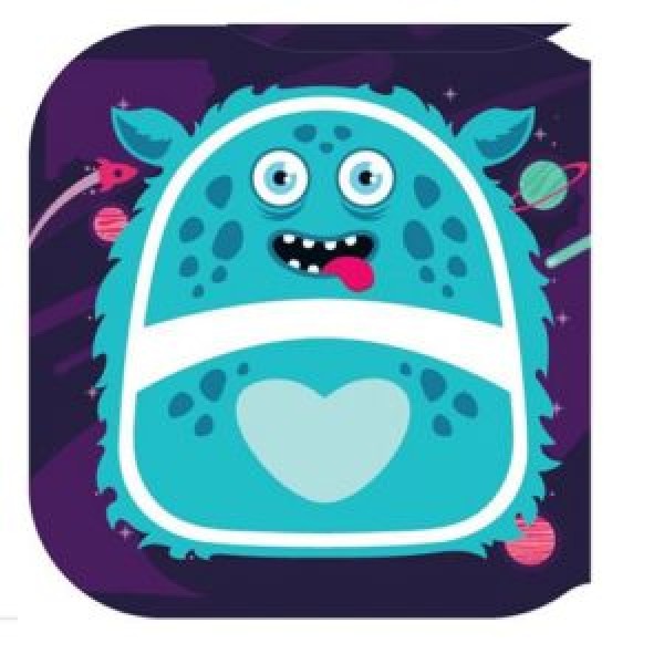 137649 Посуд дитячий бамбук "Монстрик" 5пр/наб (2тарілки, виделка, ложка, стакан) MH-2770-41