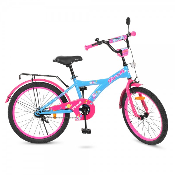 51368 Велосипед дитячий PROF1 20д. T2064 Original girl, дзвінок, підніжка, блакитно-рожевий.