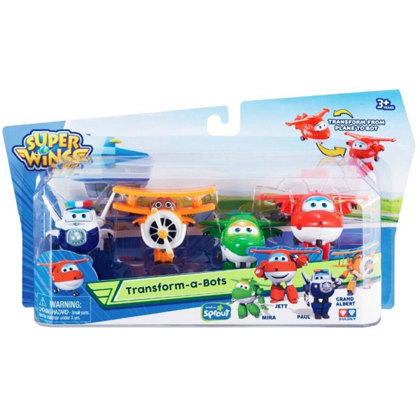 195500 Ігровий набір Super wings арт. YW710610, фігурки-трансформери Jett, Mira, Paul, Grand Albert