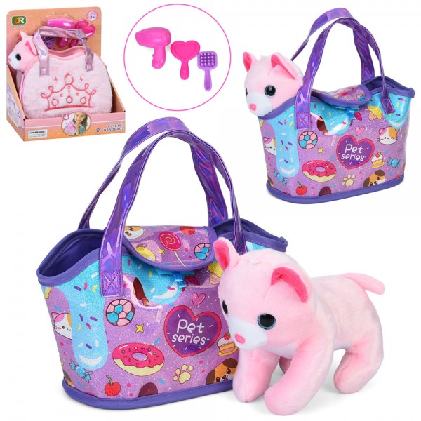 229934 Тварина DR5140-43 кіт, м'яка іграшка, набір грумера, сумка, 2 види, кор., 23,5-27,5-13 см.