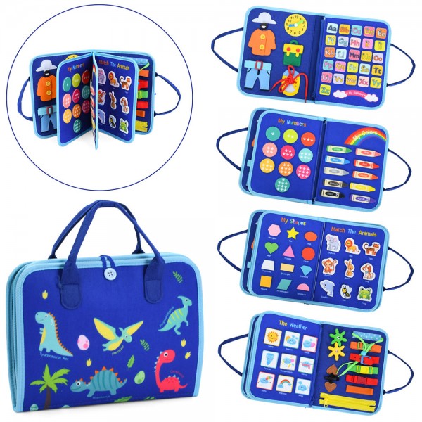 247896 Гра LB-2 навачальна, бізікнижка/бізікнига,28-22-6см,сумка(принт динозав)8ст,шн.циф.фіг.на лип.у пак.