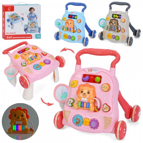 247903 Каталка-ходунки1024-1025-1026.2в1(стіл31-36в40см)ігр.п/бізіб,піан(твар.прор.світ.муз.)сорт.баск.к-це