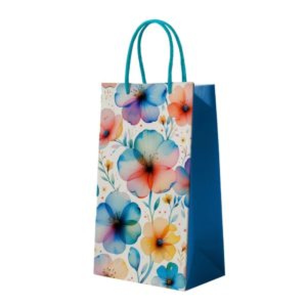 259784 Пакет подарунковий паперовий S "Flowers" 12*22*6.5см