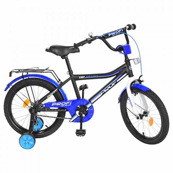 46756 Велосипед дитячий PROF1 18 д. Y18101 Top Grade, дзвінок, доп. колеса, чорний (мат).