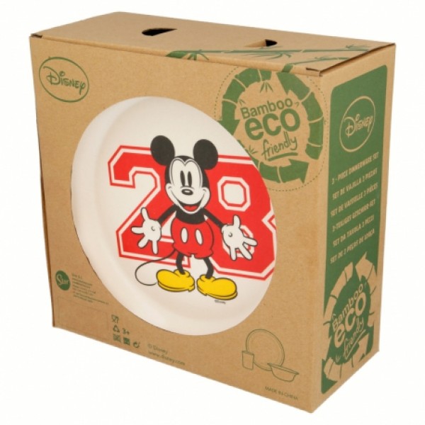 191729 Набір посуду з бамбуку, Міккі Маус, STOR BAMBOO 3 PCS SET WITH RIM MICKEY MOUSE - DISNEY - ALL STAR 