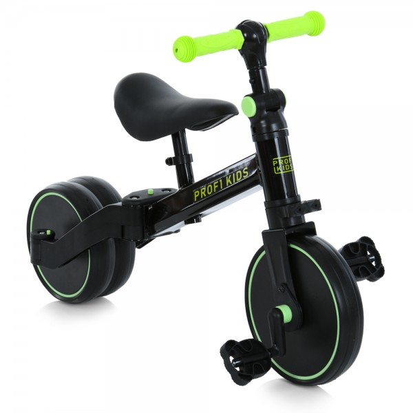 233605 Велосипед-біговел дитячий PROFI KIDS 10/8д. MBB 1008 lime green 3в1,3кол.EVA,сталев.рама,чорно-лайм.