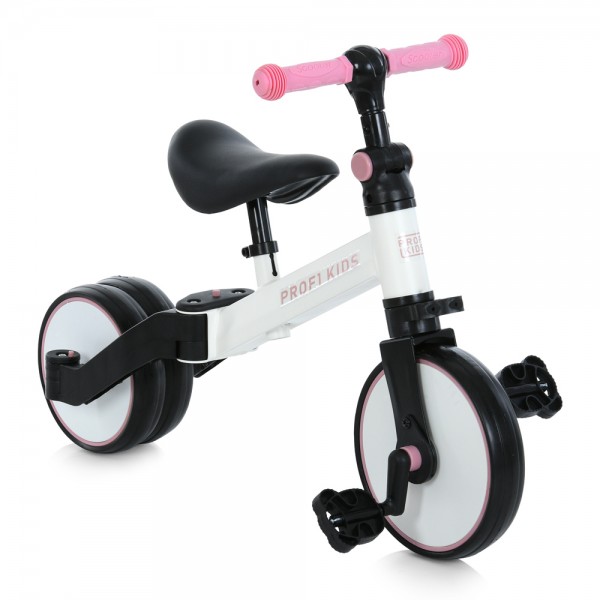 233606 Велосипед-біговел дитячий PROFI KIDS 10/8д. MBB 1008 white pink 3в1,3колEVA,стал.рама,вилка,біло-рож