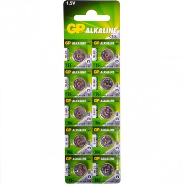 17321 Батарейка GP Alkaline button cell . 1.5V 186-U10 год. лужна AG12, LR43