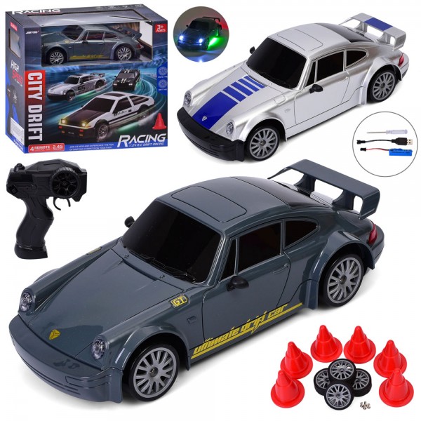 253046 Машина JY-2005-6 р/к2,4G, акум, 21см, 1:24, світло, дрифт, доп.колеса, 4х4, USBзарядне, 2 види