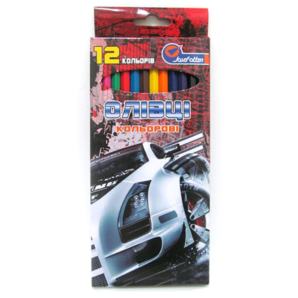 56247 1051AA-12 Олівці пластик. "Racing car" 12 кол., у картоні, европ. J. Otten