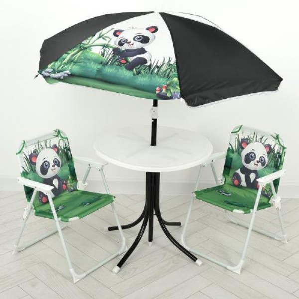 131106 Столик 93-74-PANDA діам. 50 см., стільчик 2 шт., парасолька (регул. висота), панда