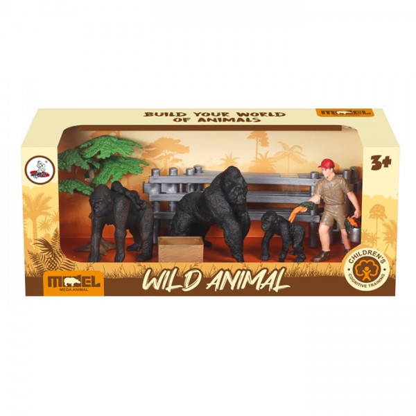 242801 Тварини XTY-874 зоопарк, горили, фігурка, паркан, кор., 31-13-10 см.