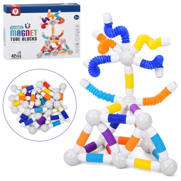245610 Конструктор HD185A магнитний, трубчатий, Поп Туб/Pop tube, кульки, 42дет, в кор-ці, 28-21-5,5см