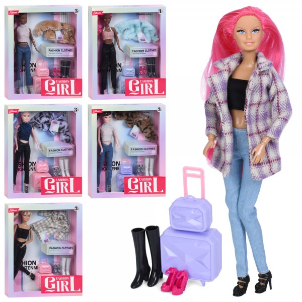245529 Лялька FD0509-10-11 29см, взуття, валіза, 6 видів, в кор-ці, 26-32,5-6см