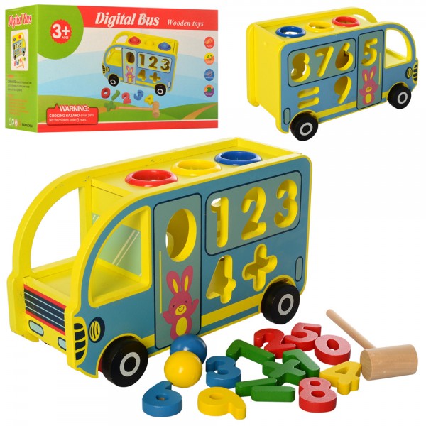 101955 Дерев'яна іграшка Центр розвиваючий MD 2340 автобус, сортер, стукавка, кор., 26,5-16-11,5 см.