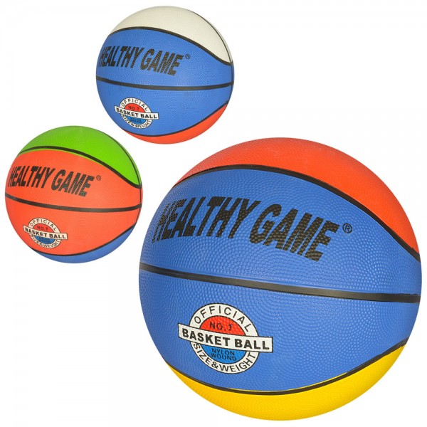 86113 М'яч баскетбольний VA 0002 розмір 7, гума, 8 панелей, малюнок-наліпка, 2 кольори, 520г, кул.