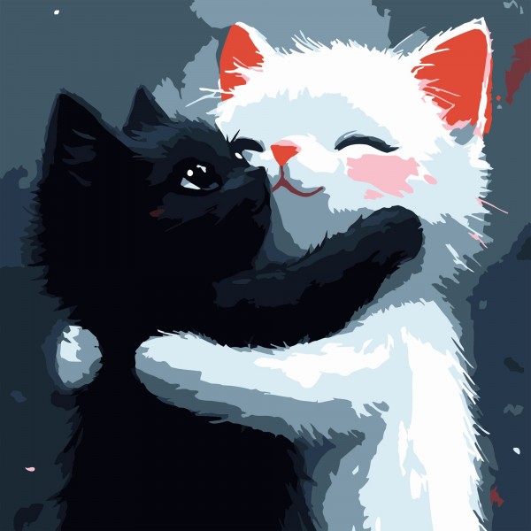 249857 Картина за номерами Strateg Котячі обійми 20х20 (HH8031)