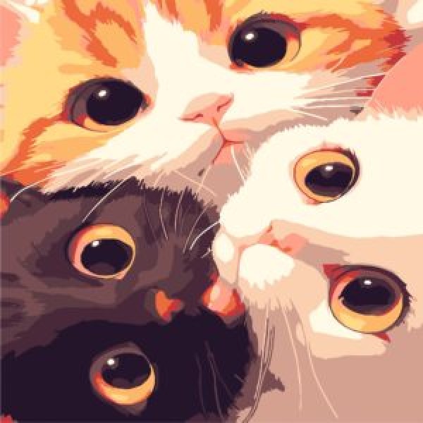 249858 Картина за номерами Strateg Коти з великими очима 20х20 (HH8037)