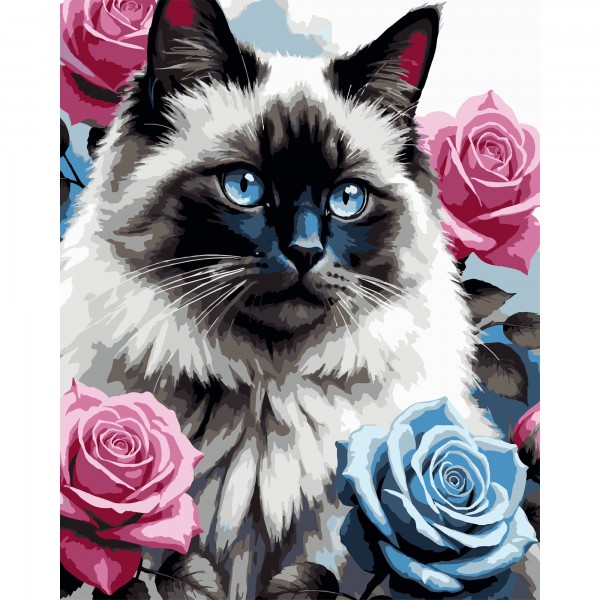 249859 Картина за номерами Strateg Кіт з блакитними очима 40Х50 (VG030)