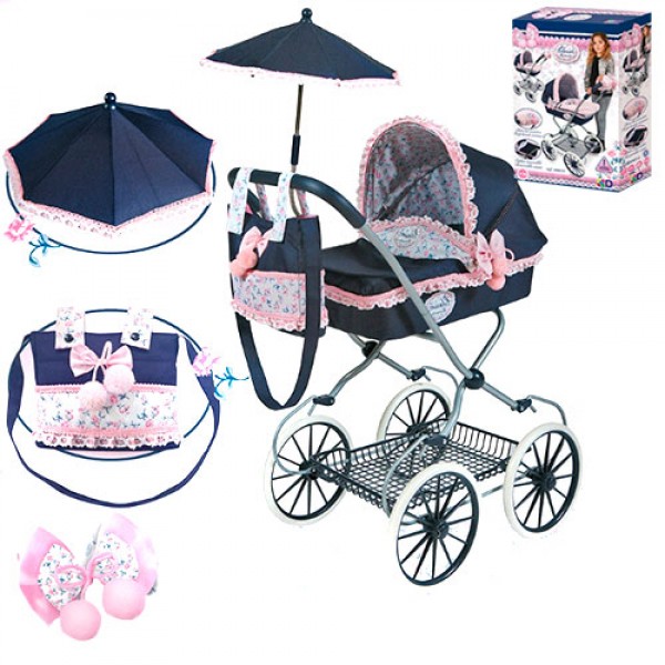 35630 Візок 81014 для ляльки, 4 колеса, сумка, парасоля, корзина, кор., 36-60,5-14 см.