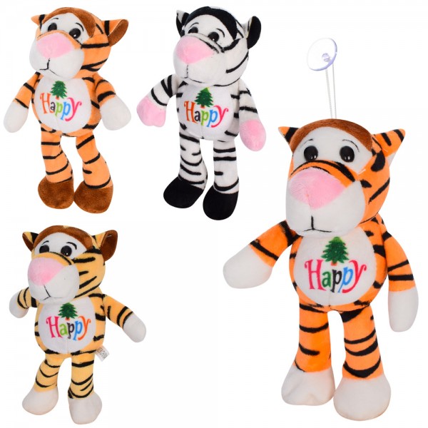 137959 М'яка іграшка MP 2213 тигр, розмір середній, на присосці, 4 кольори, 18см.