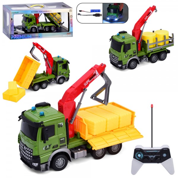 253010 Евакуатор OKL-001-37-38 р/к, акум., 27см, світло, гумові колеса, рухливі деталі, USBзарядне, 2види